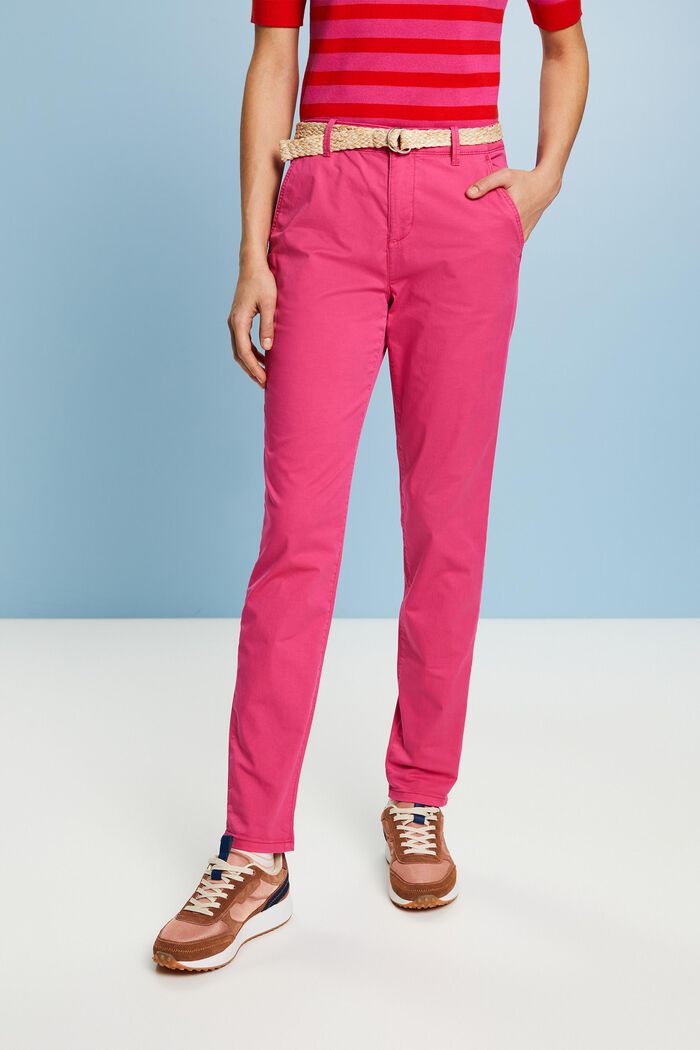 Pantaloni chino con cintura, PINK FUCHSIA, detail image number 0