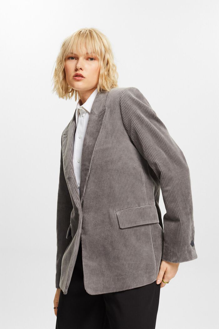 Blazer oversize in velluto di cotone, BROWN GREY, detail image number 8