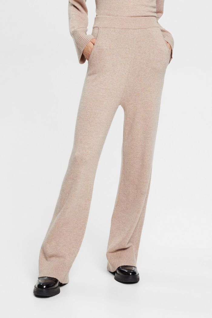 Pantaloni a vita alta in maglia di misto lana
