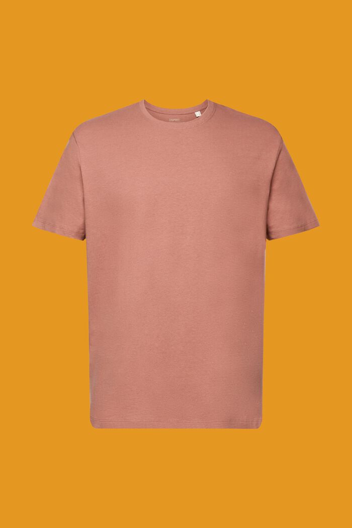 T-shirt in jersey, misto cotone e lino, DARK OLD PINK, detail image number 6