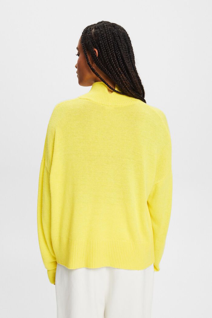 Pullover con collo a lupetto in misto lana, PASTEL YELLOW, detail image number 4