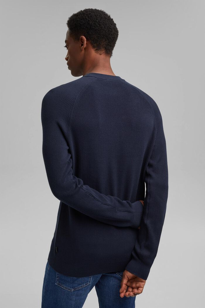 Pullover in maglia a coste di 100% cotone, NAVY, detail image number 3