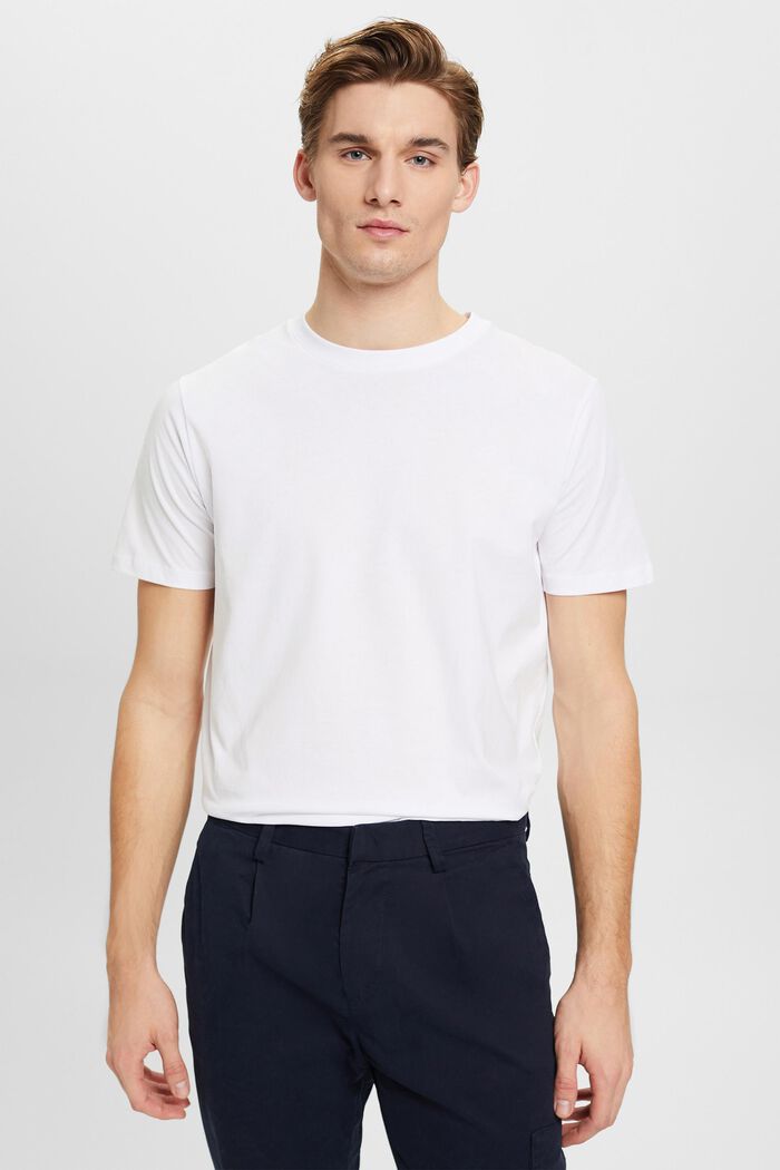 T-shirt girocollo in jersey, WHITE, detail image number 0