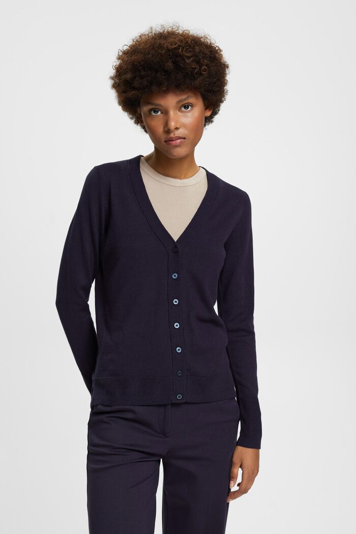 Cardigan con scollo a V, NAVY, detail image number 0