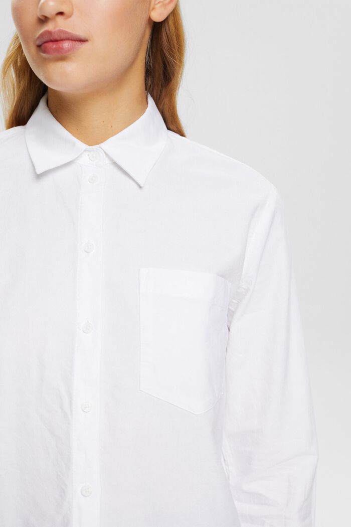 Blusa in cotone con una tasca, WHITE, detail image number 2