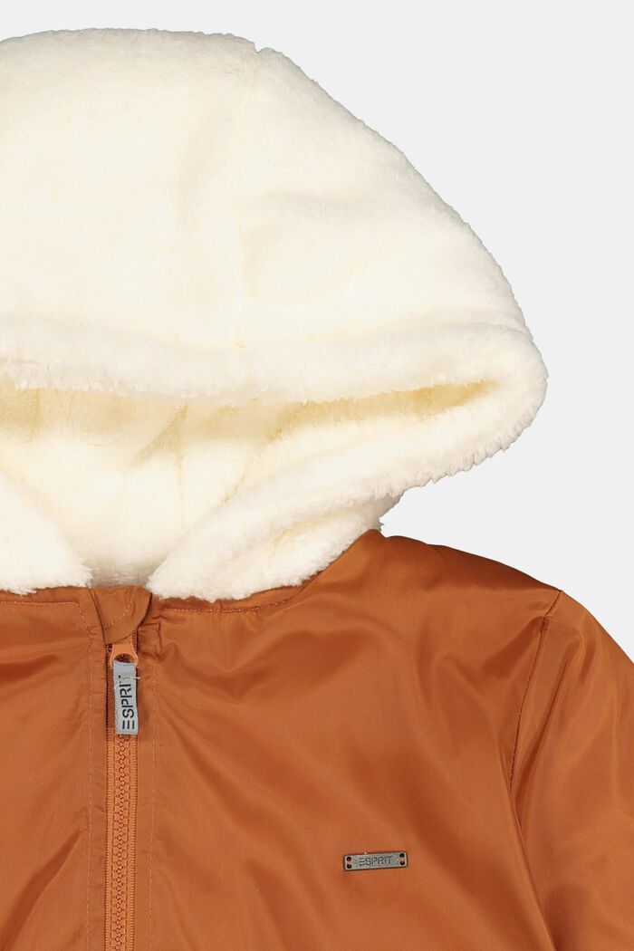 Giacca bomber con cappuccio e fodera in peluche, RUST BROWN, detail image number 2