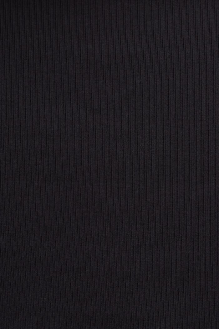 T-shirt accorciata in cotone a coste, BLACK, detail image number 5