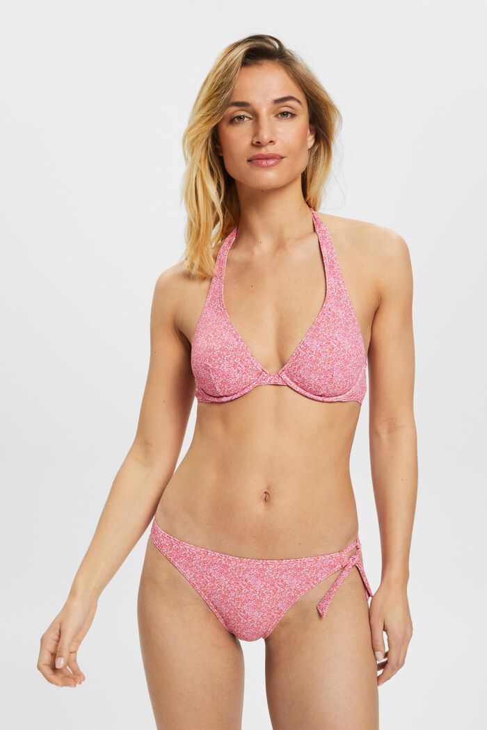 Top bikini imbottito, coppe con ferretto e stampa, PINK, detail image number 0