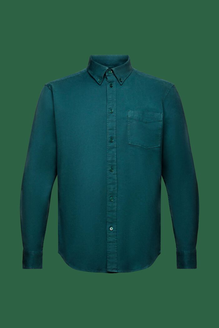 Camicia in twill regular fit, EMERALD GREEN, detail image number 7