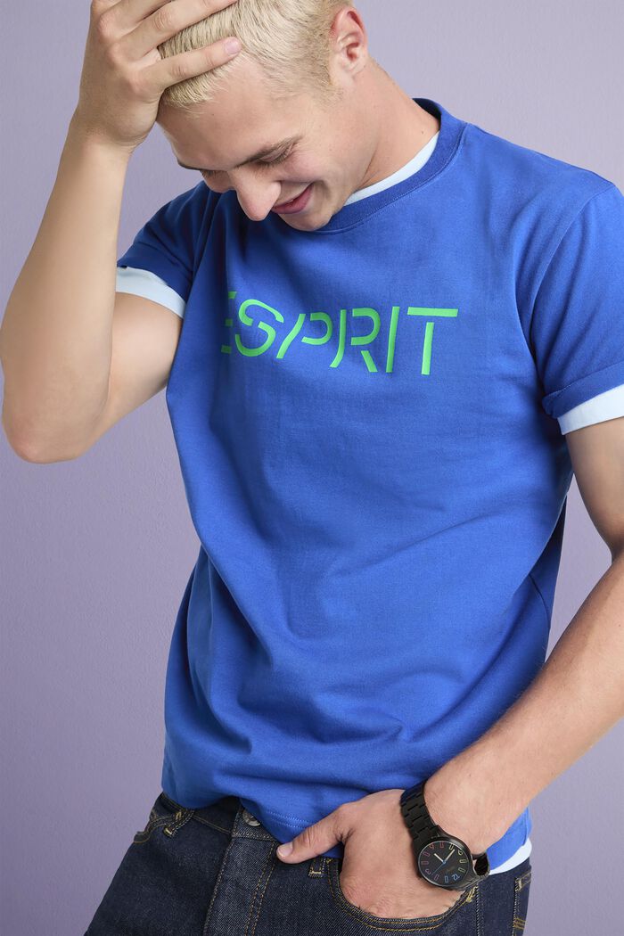 T-shirt unisex in jersey di cotone con logo, BRIGHT BLUE, detail image number 3
