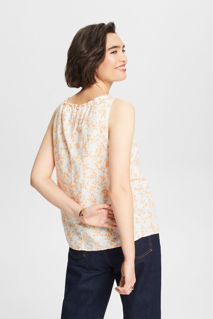 Blusa smanicata con stampa, OFF WHITE, detail image number 2