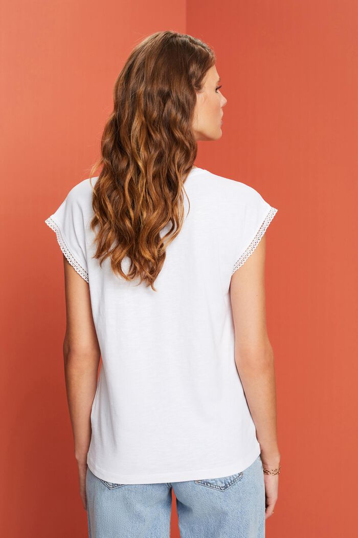 T-shirt con dettagli in pizzo, WHITE, detail image number 3