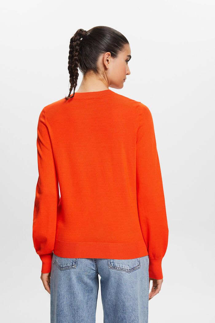 Pullover girocollo a righe, BRIGHT ORANGE, detail image number 3
