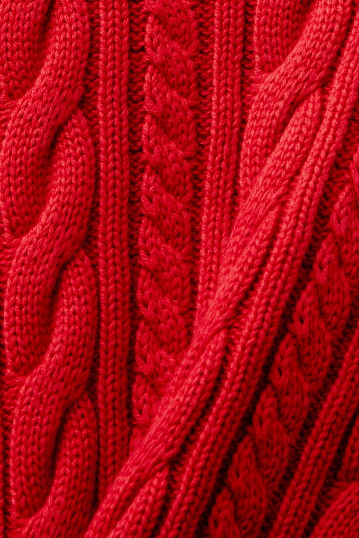 Maglione in cotone a maglia intrecciata, DARK RED, detail image number 5