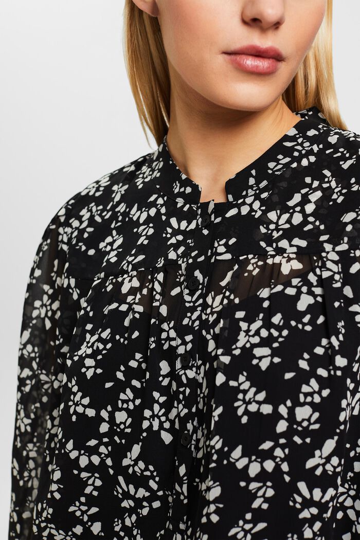 Blusa in chiffon con stampa, BLACK, detail image number 2