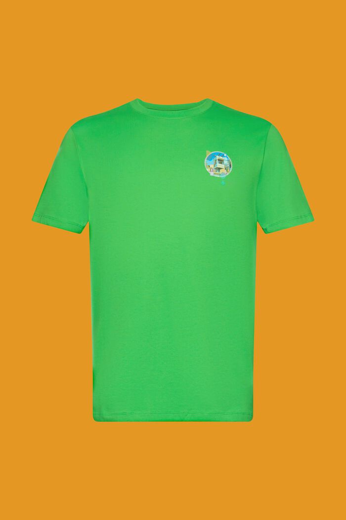 T-shirt in cotone slim fit con piccola stampa sul petto, GREEN, detail image number 6
