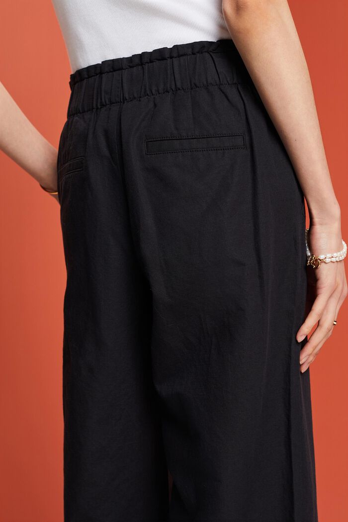 Culotte in lino e cotone con cintura, BLACK, detail image number 4