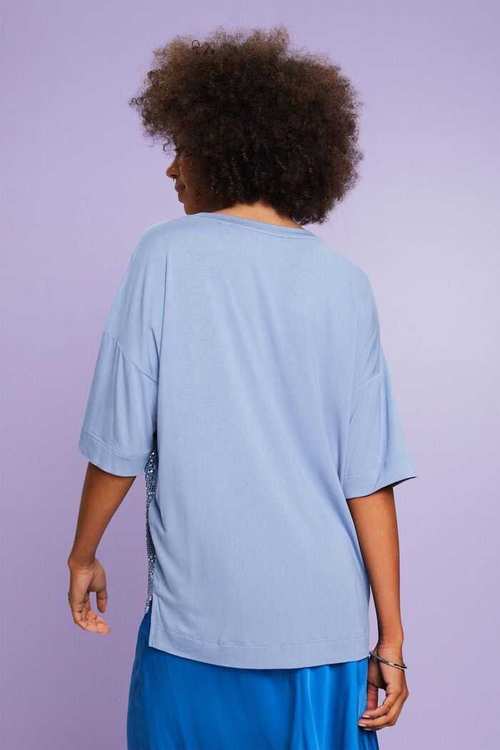 T-shirt oversize con pailletes, BLUE LAVENDER, detail image number 2