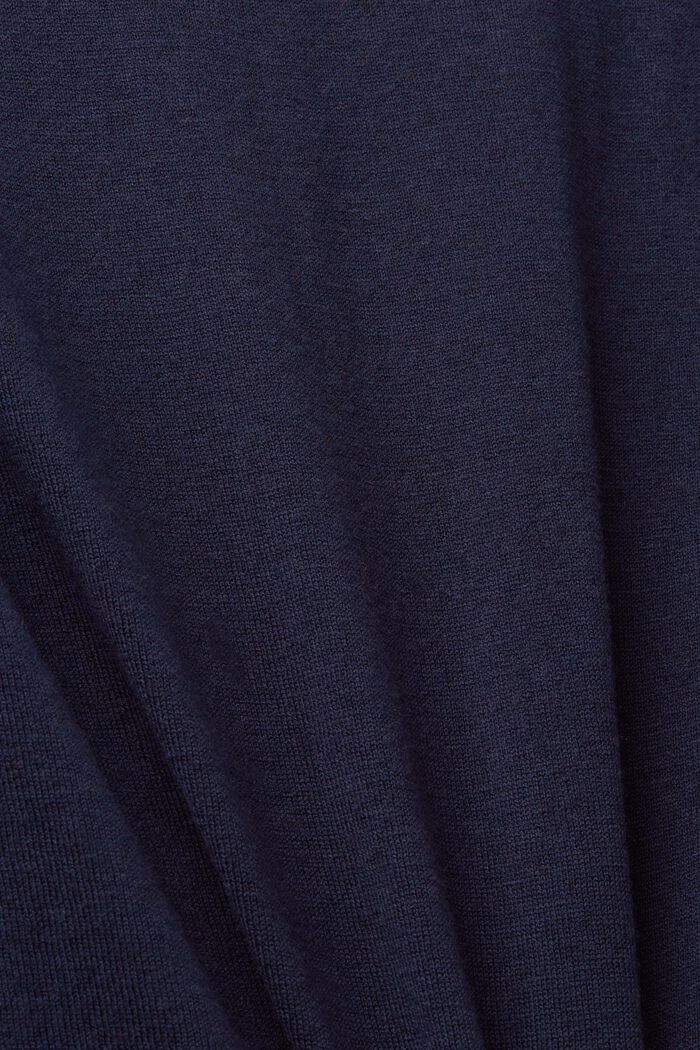 Felpa a maniche cropped con lino, NAVY, detail image number 5