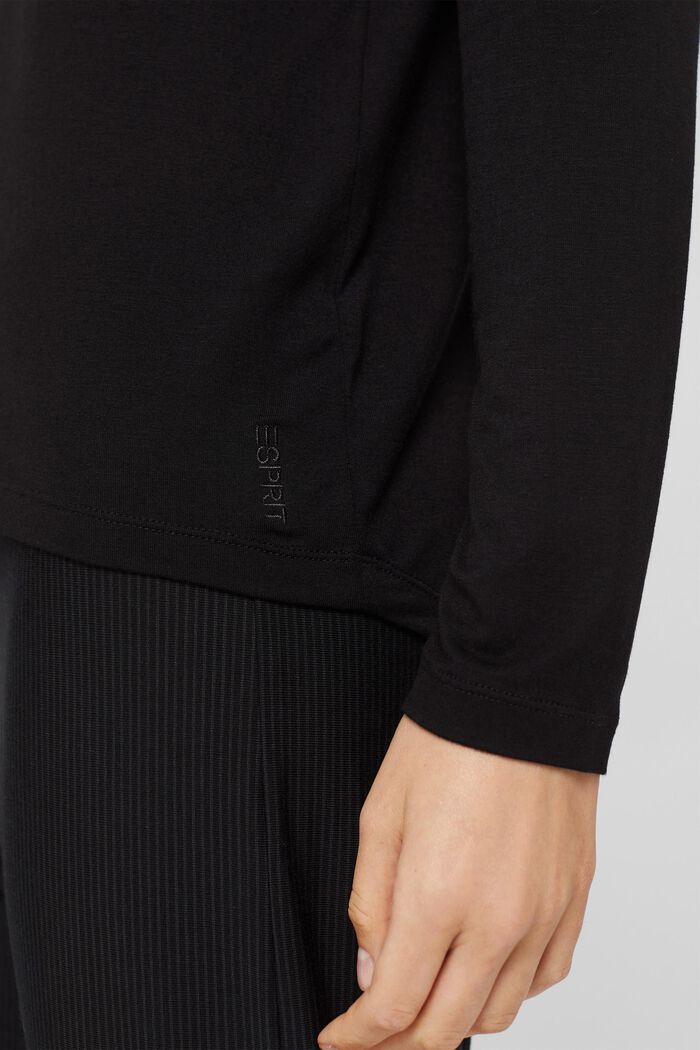 Maglia del pigiama in LENZING™ ECOVERO™, BLACK, detail image number 3