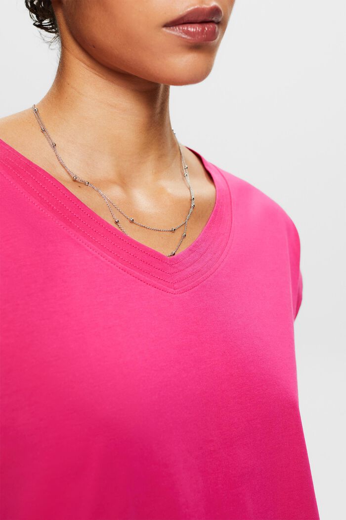 T-shirt con scollo a V, PINK FUCHSIA, detail image number 2