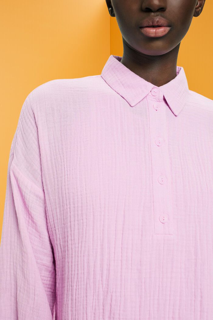 Blusa strutturata in cotone, LILAC, detail image number 2