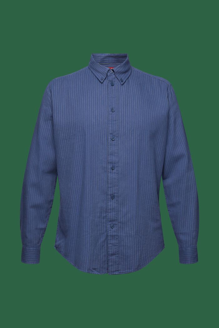 Camicia in flanella di cotone a righe gessate, GREY BLUE, detail image number 7