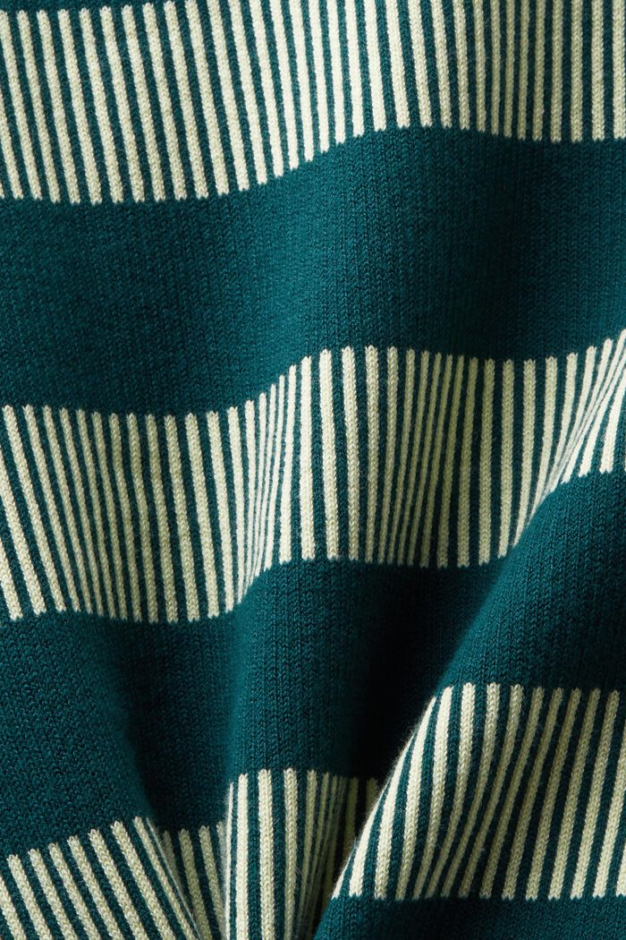Pullover girocollo a righe jacquard, DARK TEAL GREEN, detail image number 5