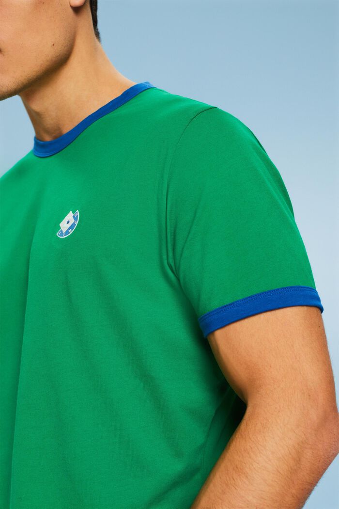 T-shirt in cotone a girocollo con logo, GREEN, detail image number 3