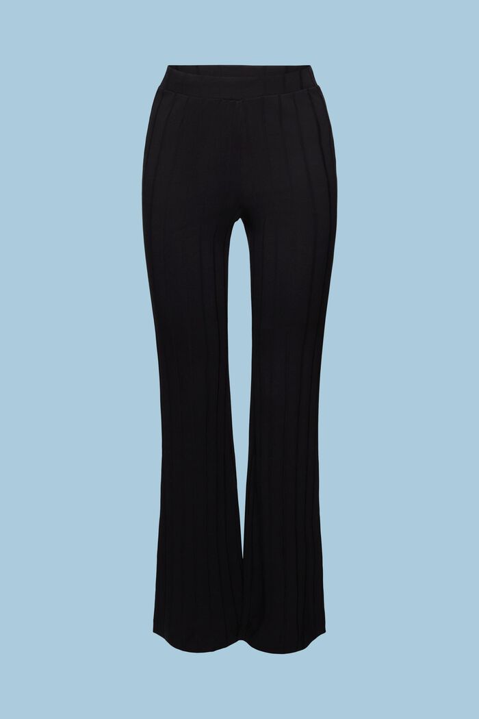 Pantaloni svasati in jersey a coste, BLACK, detail image number 5