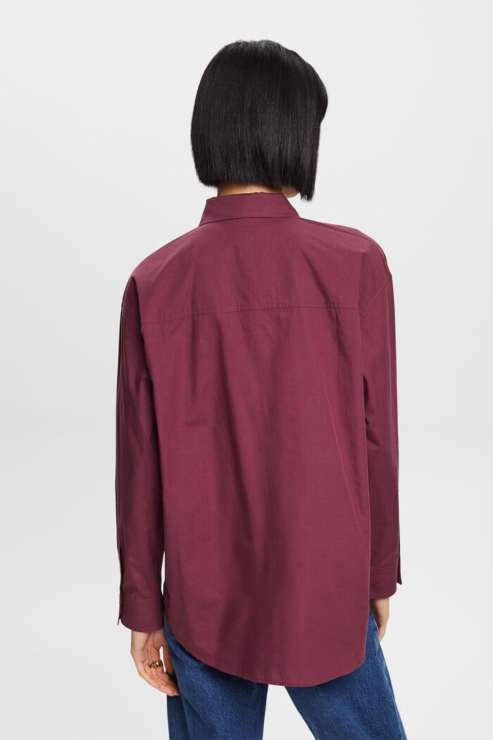 Camicia blusata in popeline, 100% cotone, AUBERGINE, detail image number 4
