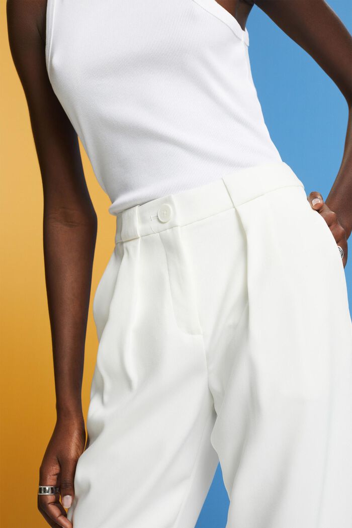 Pantaloni cropped in twill primaverile, WHITE, detail image number 2