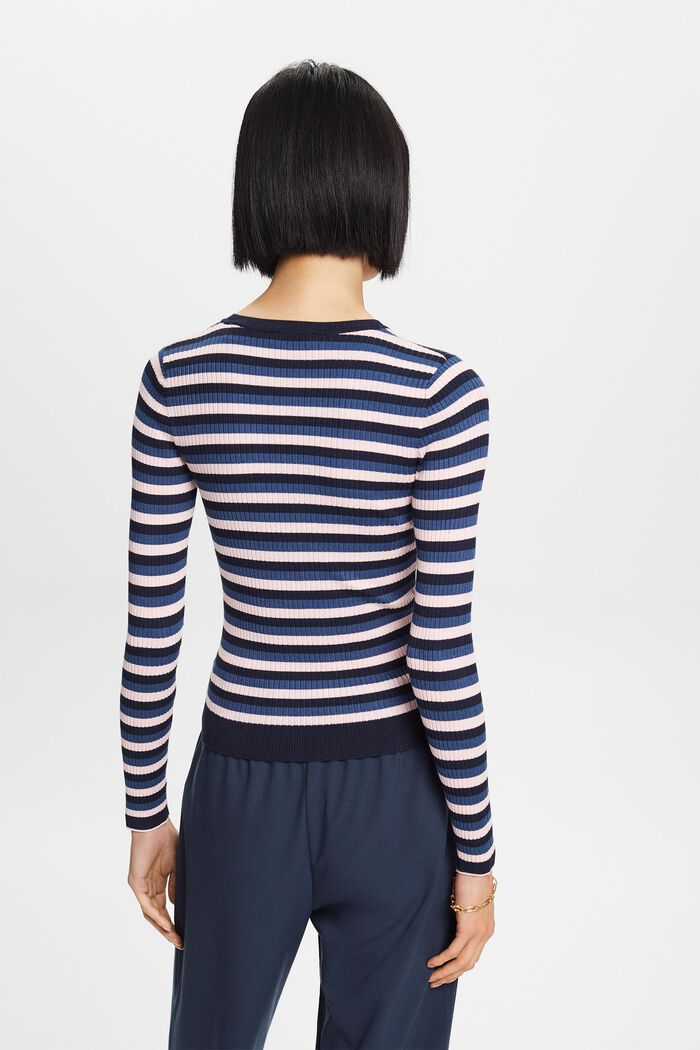 Top a righe in maglia a coste, NAVY, detail image number 4