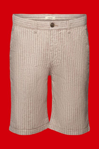 Pantaloncini chino a righe, misto lino e cotone