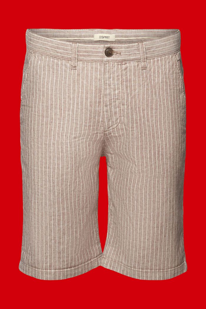 Pantaloncini chino a righe, misto lino e cotone, BEIGE, detail image number 9