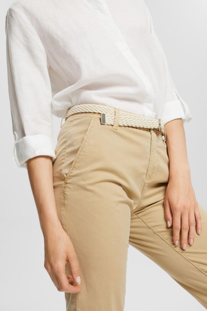 Pantaloni chino con cintura intrecciata, SAND, detail image number 0