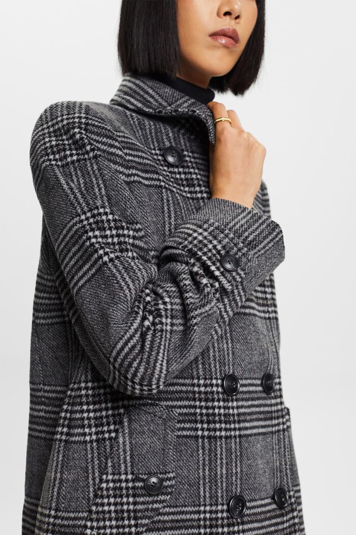 In materiale riciclato: cappotto a quadri in misto lana con cashmere, BLACK, detail image number 5