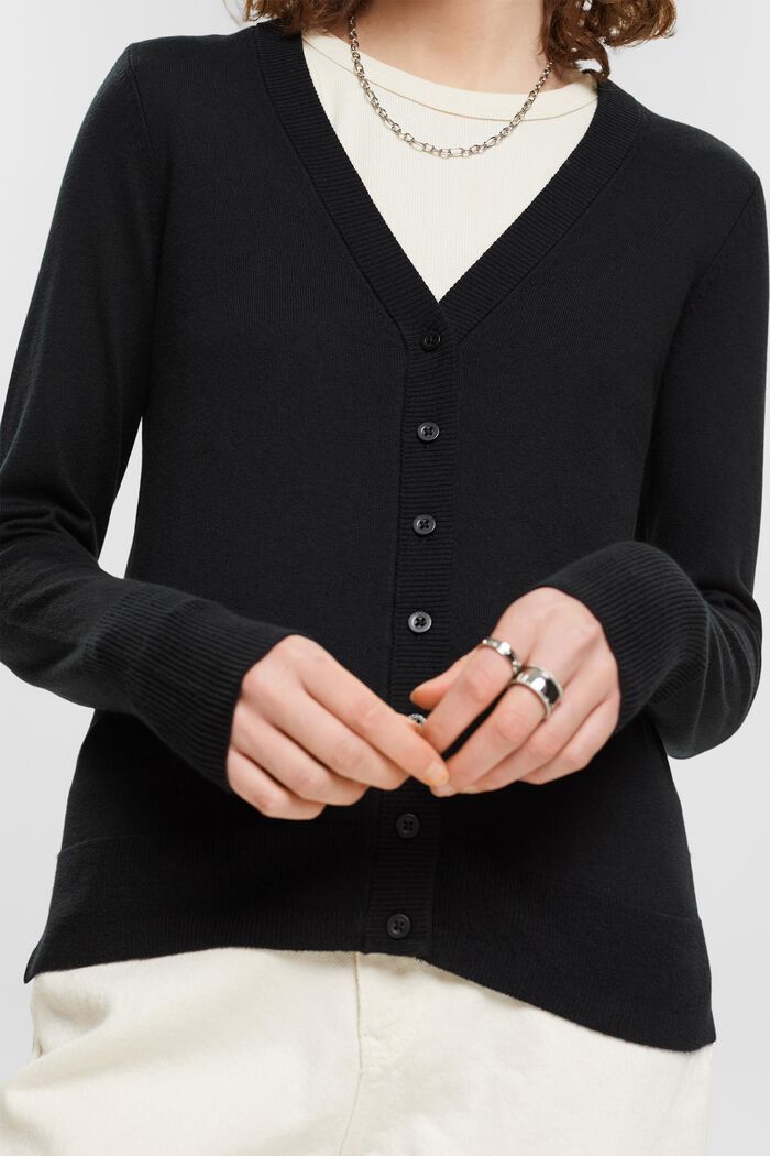 Cardigan con scollo a V, BLACK, detail image number 2