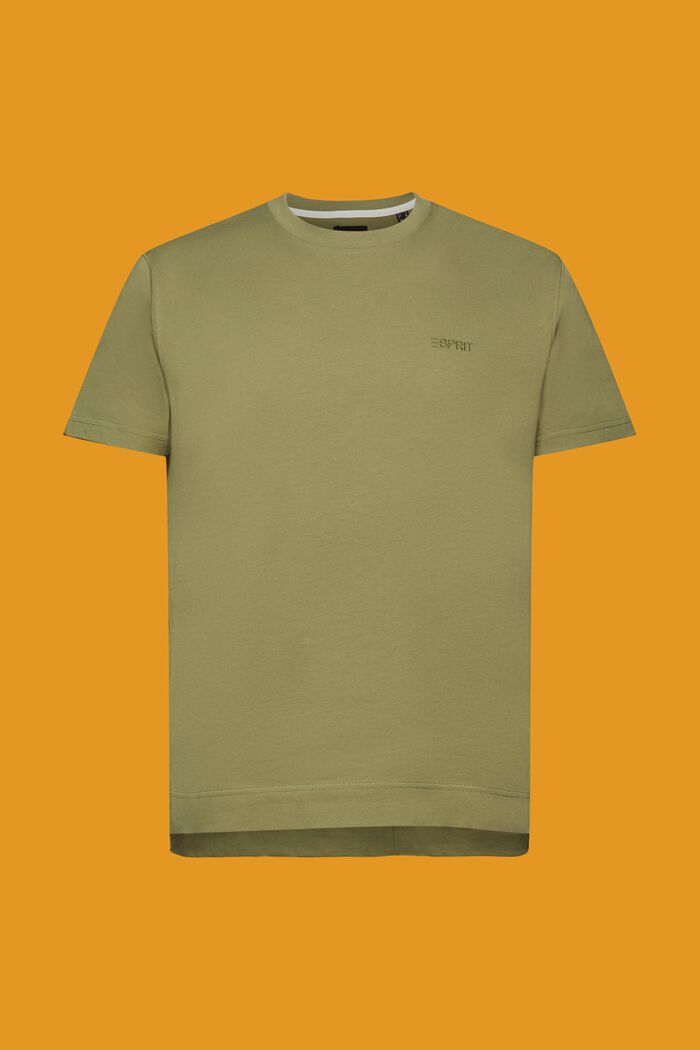 T-shirt con logo ricamato, OLIVE, detail image number 6