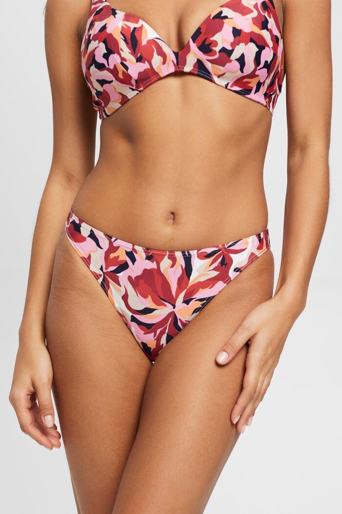 Slip da bikini Carilo beach con stampa floreale, DARK RED, detail image number 0