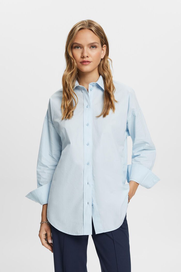 Camicia blusata oversize, PASTEL BLUE, detail image number 0