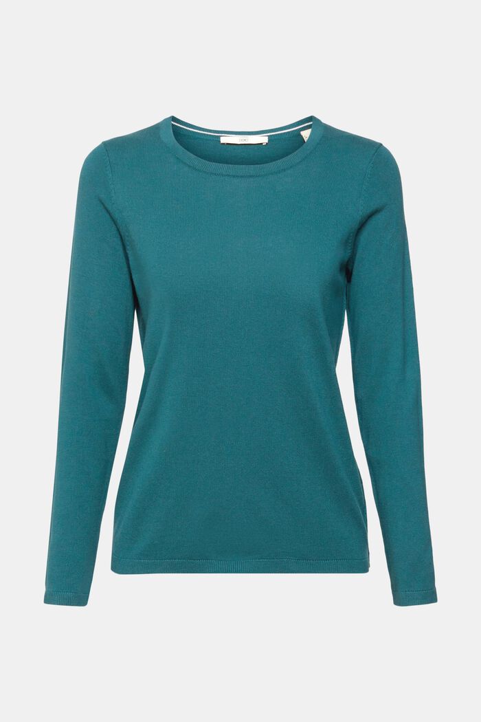 Pullover basic con girocollo, TEAL GREEN, detail image number 2
