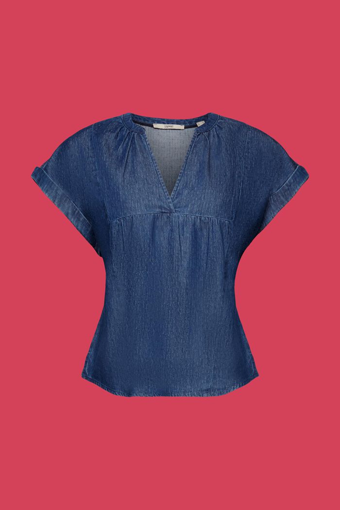 Blusa in denim lightweight, 100% cotone, BLUE MEDIUM WASHED, detail image number 6