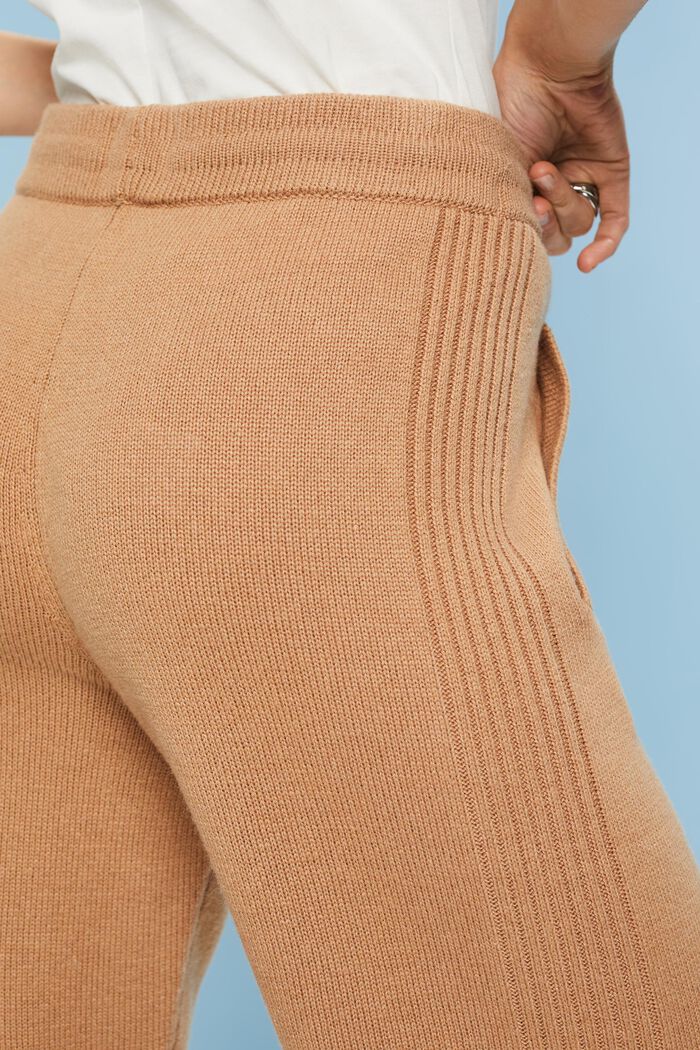 Pantaloni stile jogger a maglia, BEIGE, detail image number 4