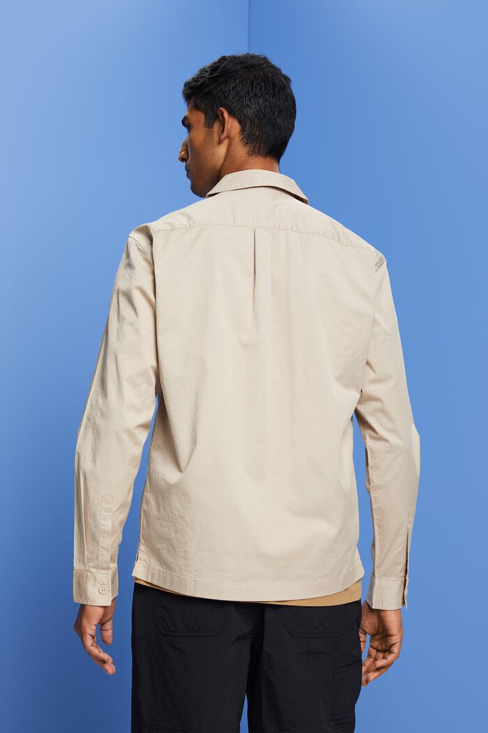 Camicia in cotone con due tasche sul petto, LIGHT TAUPE, detail image number 3