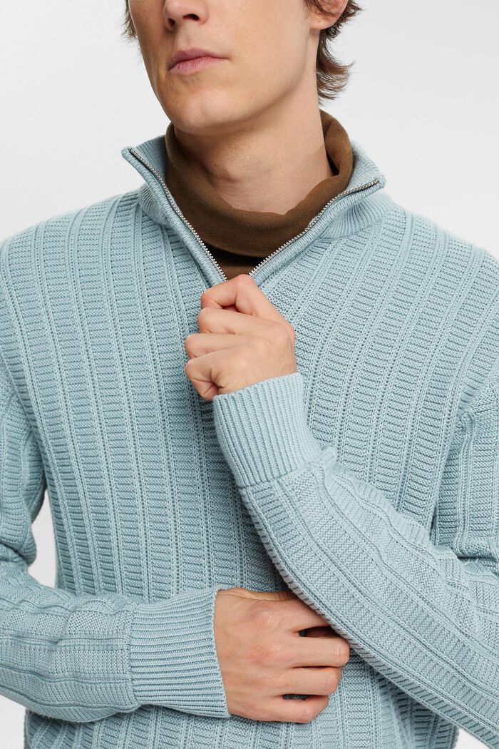 Pullover in maglia larga con zip di media lunghezza, GREY BLUE, detail image number 2