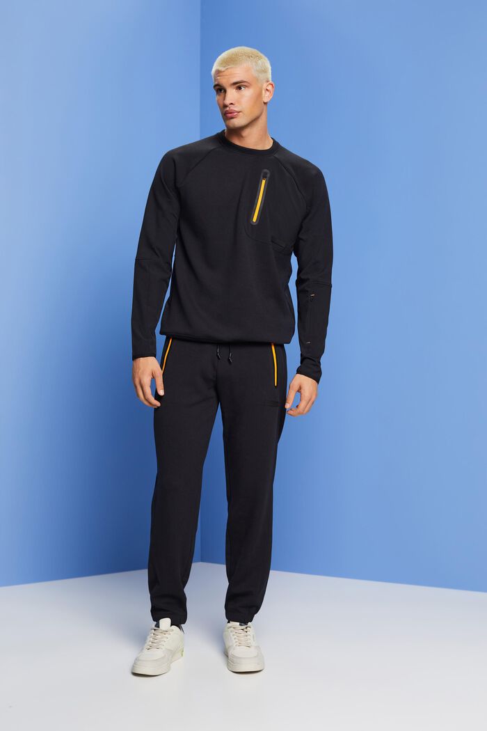 Pantaloni da jogging con zip a contrasto, BLACK, detail image number 1