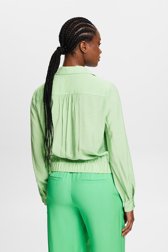 Blusa incrociata con arricciature, LIGHT GREEN, detail image number 2