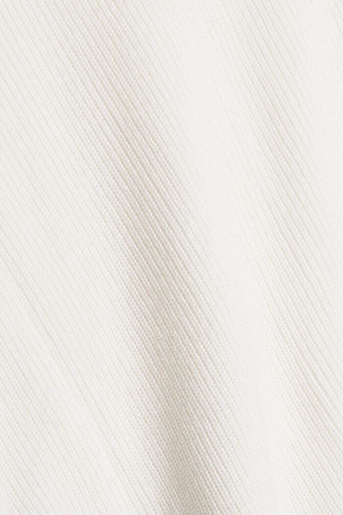 Cardigan in maglia a coste di misto cotone biologico, OFF WHITE, detail image number 4
