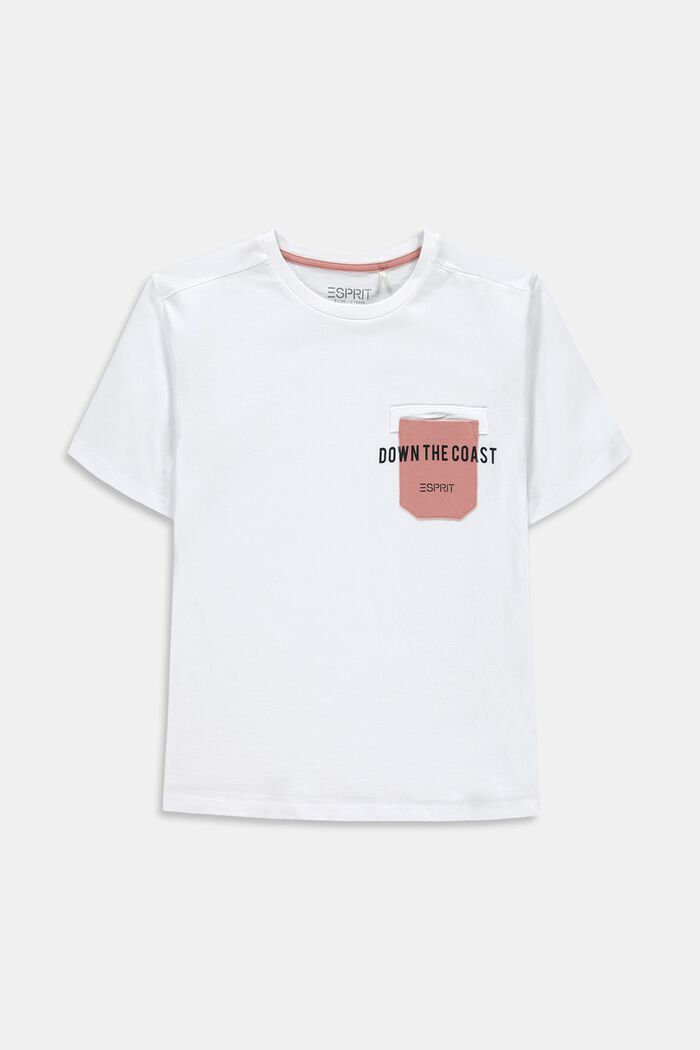 T-shirt con tasca sul petto, 100% cotone, WHITE, detail image number 0